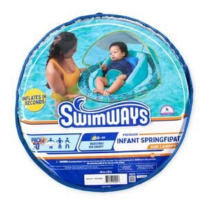 Swimways Infant Baby Spring Float, Adjustable Sun Canopy, Infants 3 Months+, NWT